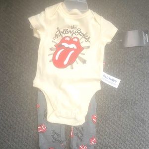 Brand New Baby Boy Old Navy Rolling Stones Outfit Size 3-6 months